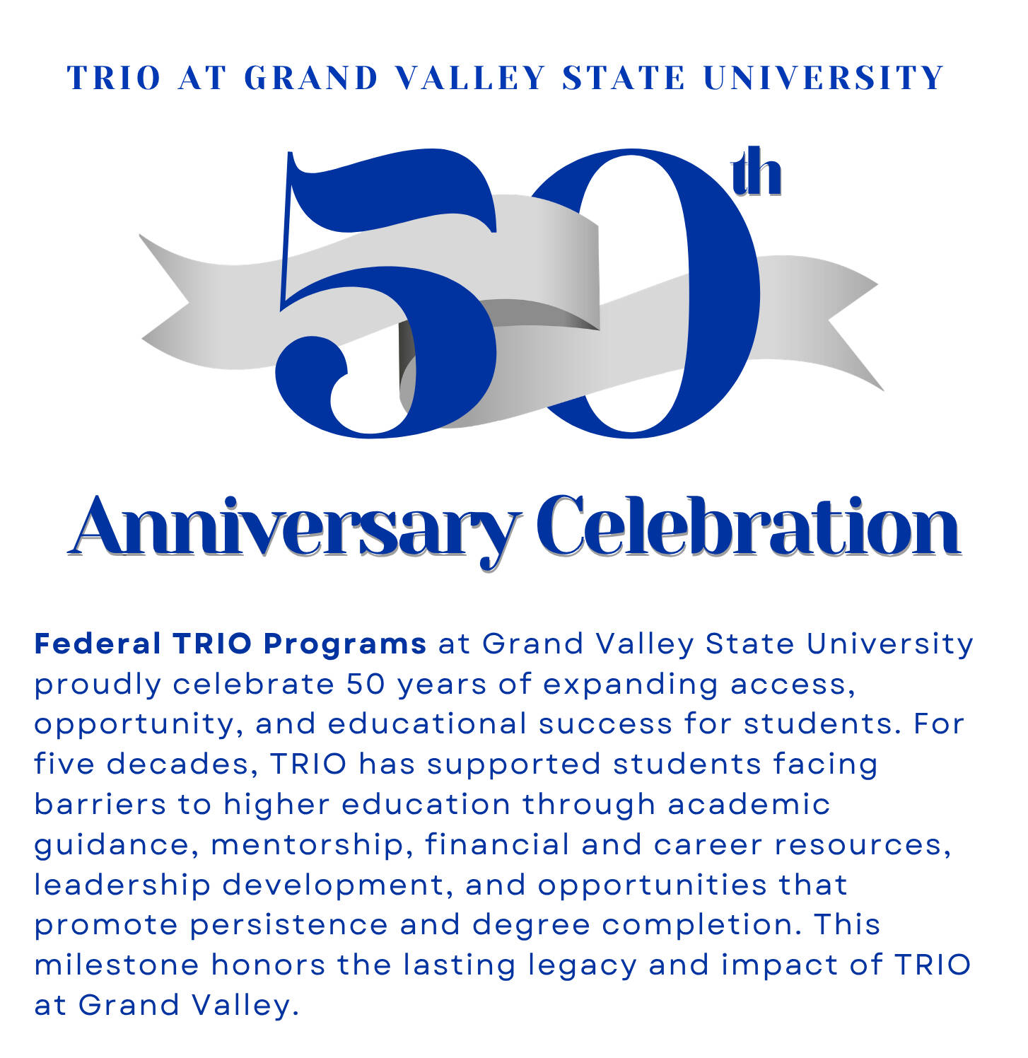 Explanation of the 50th Anniversary of TRIO at GVSU